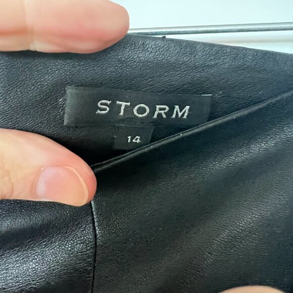 STORM Leather Skirt with Belt - Size 14 - Picture 5 of 5